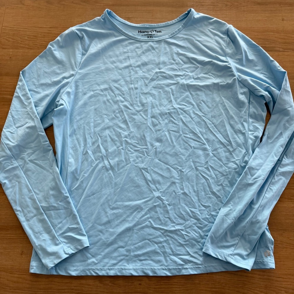 Hang Ten Womens Light Blue UPF 50+ Long Sleeve Sun Shirt XXL A1066742PS
